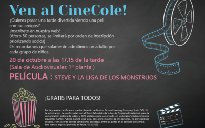 CINECOLE : Película Steve y la Liga de los Monstruos Viernes 20 de octubre 17:15